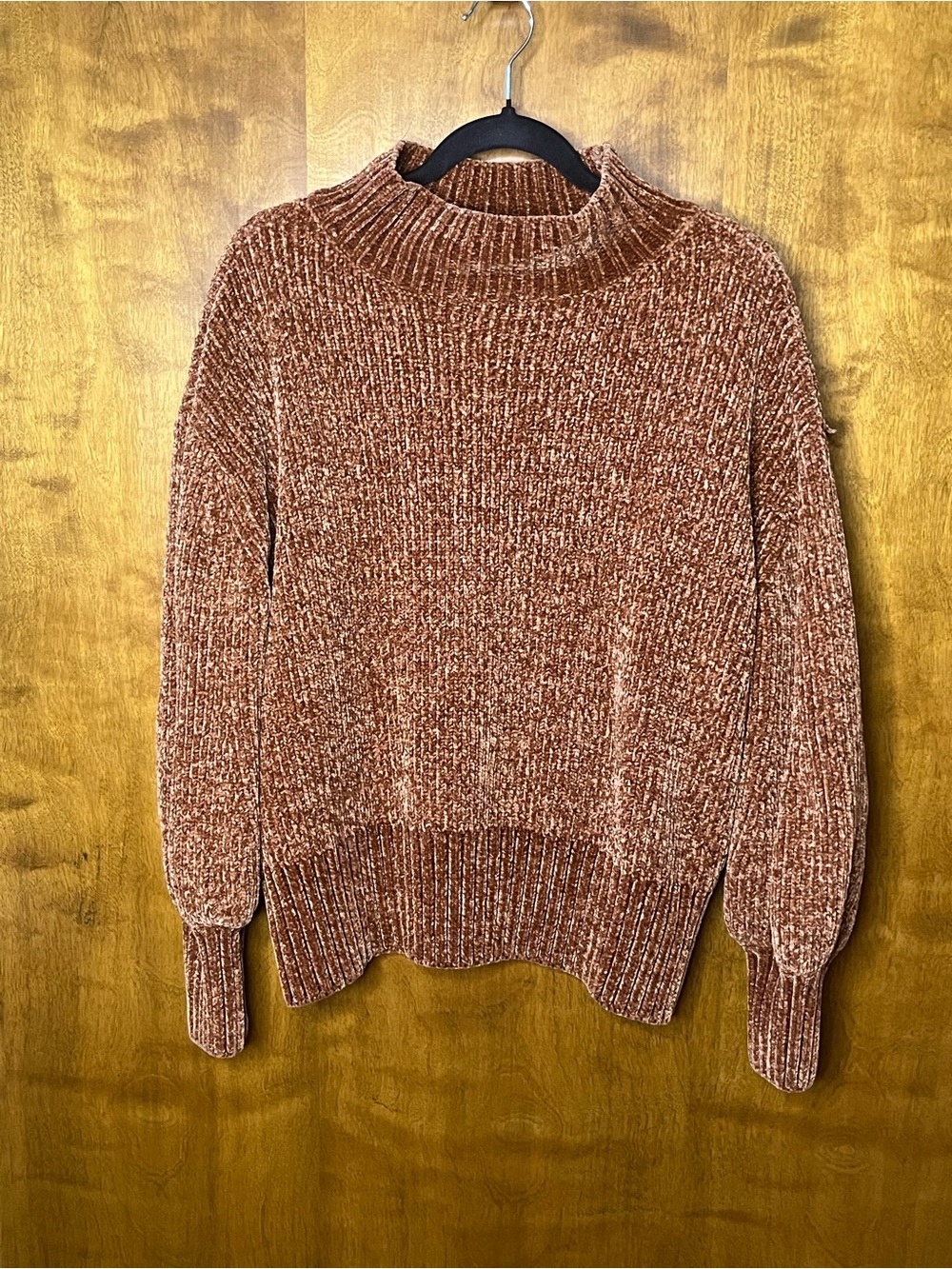 Cynthia Rowley Chenille Sweater Size Small Brown Mock Neck Cozy Soft Women’s